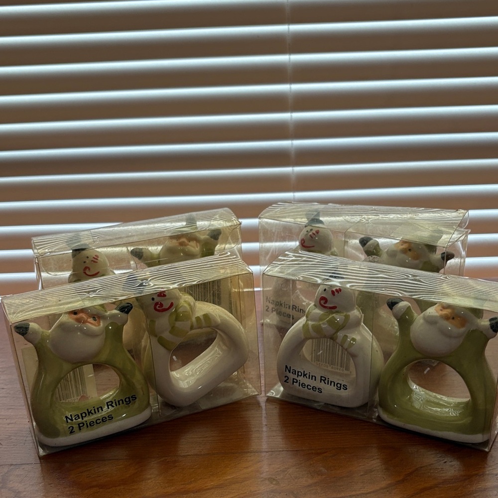 Festive Snowman Napkin Rings Set